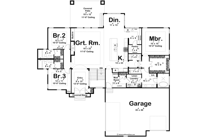 House Blueprint - Floor Plan - Main Floor for Modern House Plan #455-414 - 3 bed, 3.5 bath