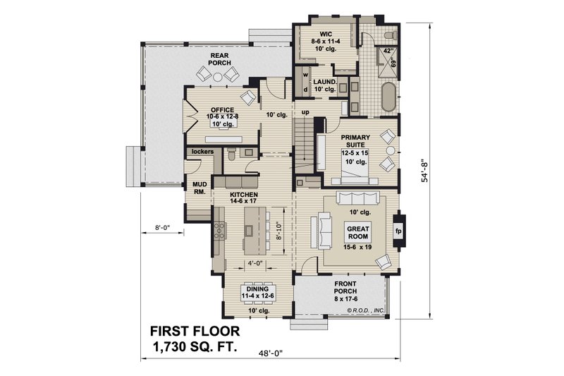 Home Plan - Floor Plan - Main Floor for Farmhouse House Plan #51-1271 - 4 bed, 3.5 bath
