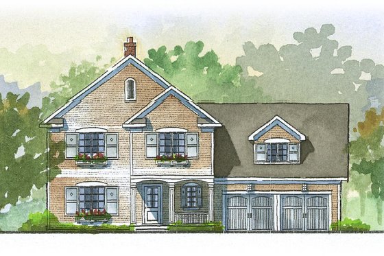 Exterior - Front Elevation for Traditional House Plan #901-52 - 3 bed, 2.5 bath