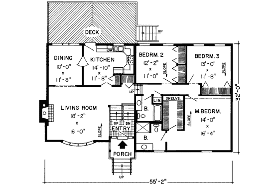Floor Plan - Main Floor House Plan #312-432 - 3 bed, 2 bath