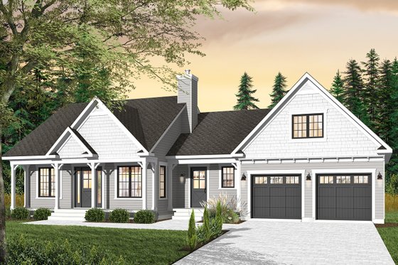 Exterior - Front Elevation 4 for Country House Plan #23-2463 - 3 bed, 2 bath
