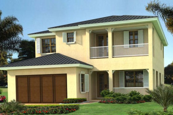 Exterior - Front Elevation for Mediterranean House Plan #420-229 - 4 bed, 3.5 bath