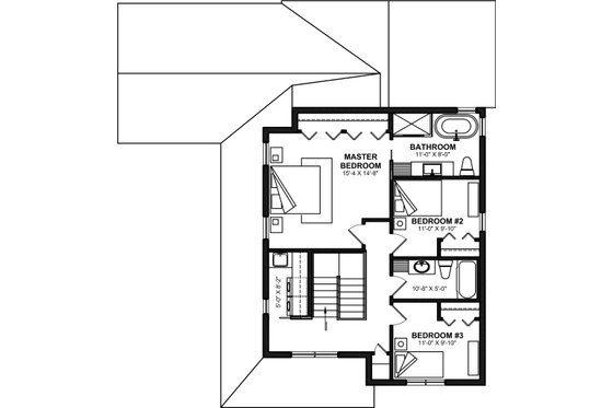 Floor Plan - Upper Floor for Farmhouse House Plan #23-2771 - 3 bed, 2.5 bath