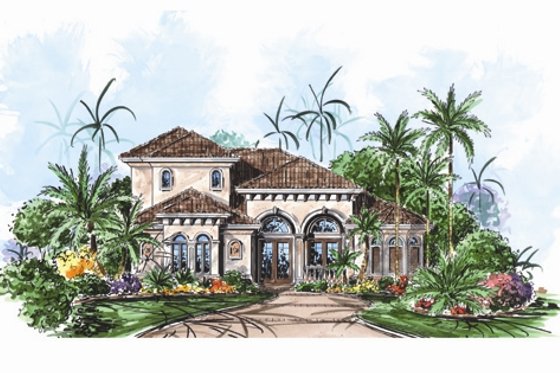 Exterior - Front Elevation for European House Plan #27-444 - 3 bed, 2.5 bath
