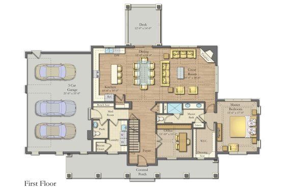 Floor Plan - Main Floor for Farmhouse House Plan #1057-22 - 3 bed, 2.5 bath