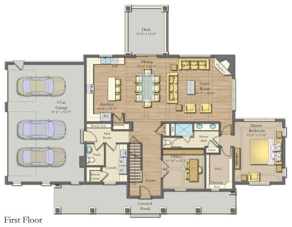 Architectural House Design - Farmhouse Floor Plan - Main Floor Plan #1057-22