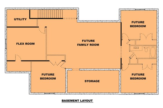 Floor Plan - Lower Floor for Farmhouse House Plan #1111-35 - 4 bed, 2.5 bath