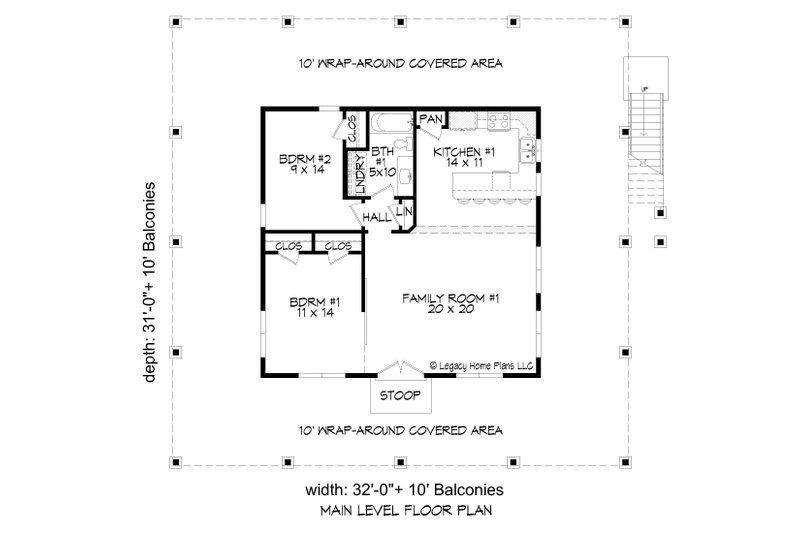 House Blueprint - Floor Plan - Main Floor for Beach House Plan #932-799 - 4 bed, 2 bath