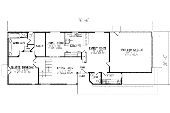 Floor Plan - Main Floor for Adobe / Southwestern House Plan #1-482 - 3 bed, 2.5 bath
