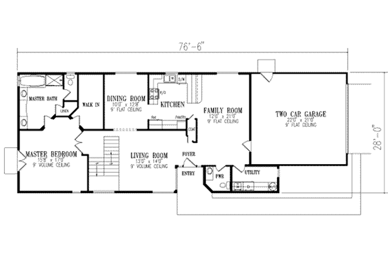 Home Plan - Floor Plan - Main Floor for Adobe / Southwestern House Plan #1-482 - 3 bed, 2.5 bath