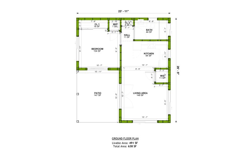House Plan Design - Floor Plan - Main Floor for Traditional House Plan #1106-117 - 1 bed, 1 bath