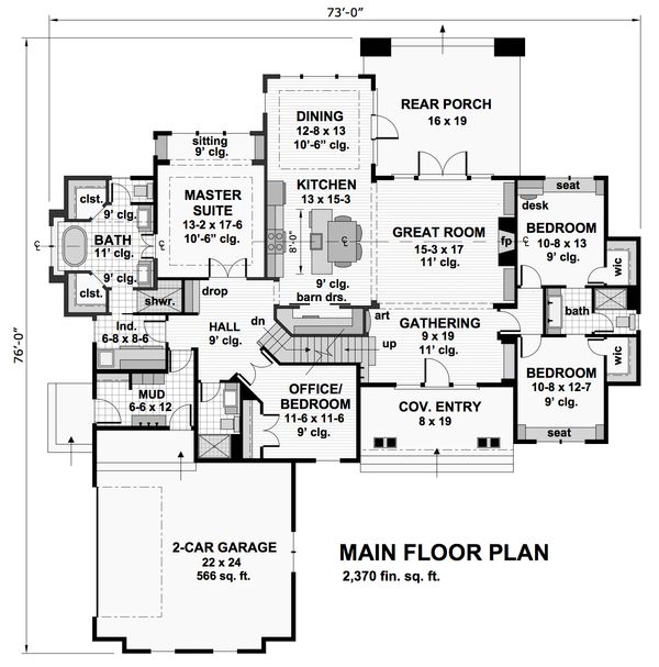 Craftsman Floor Plan - Main Floor Plan #51-570