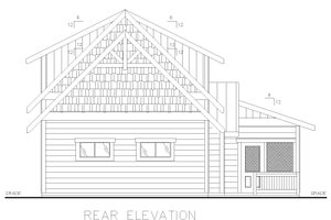 Exterior - Rear Elevation for Cabin House Plan #117-901 - 2 bed, 2 bath