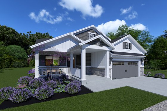 Exterior - Front Elevation 4 for Ranch House Plan #1069-23 - 3 bed, 2 bath