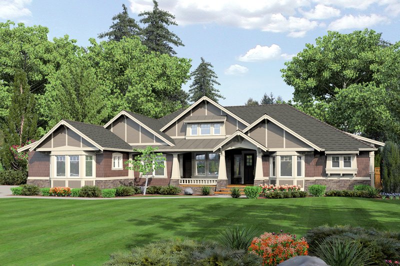 Architectural House Design - Craftsman Exterior - Front Elevation Plan #132-205
