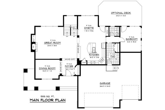 Floor Plan - Main Floor for Traditional House Plan #51-293 - 4 bed, 2.5 bath