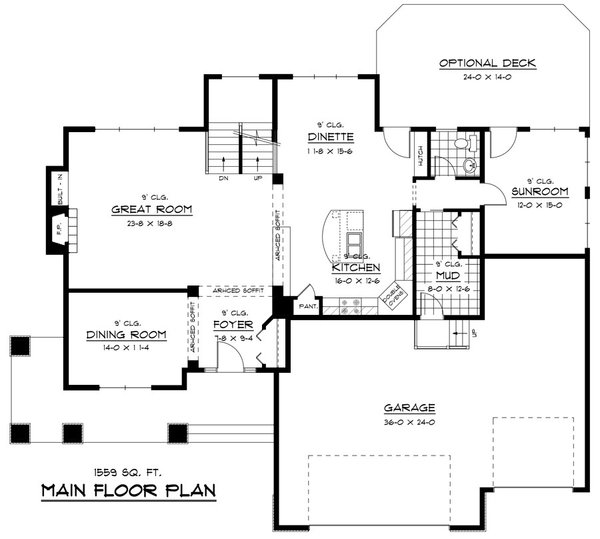 Floor Plan - Main Floor for Traditional House Plan #51-293 - 4 bed, 2.5 bath