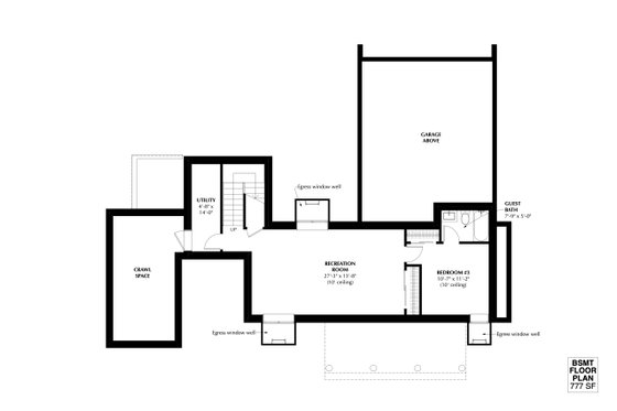 Floor Plan - Lower Floor for Modern House Plan #933-7 - 3 bed, 2.5 bath