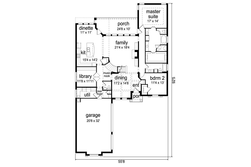 Architectural House Design - Floor Plan - Main Floor for Mediterranean House Plan #84-620 - 4 bed, 3.5 bath