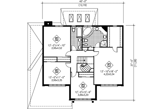 Floor Plan - Upper Floor for Traditional House Plan #25-2268 - 4 bed, 2.5 bath