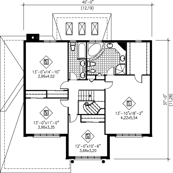 Traditional Floor Plan - Upper Floor Plan #25-2268