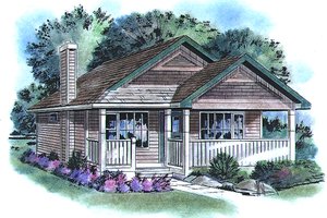 Cottage Exterior - Front Elevation Plan #18-1044