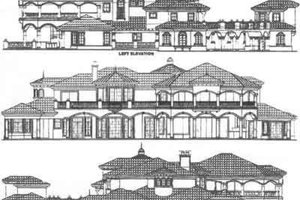 Exterior - Rear Elevation for Mediterranean House Plan #27-278 - 6 bed, 6.5 bath