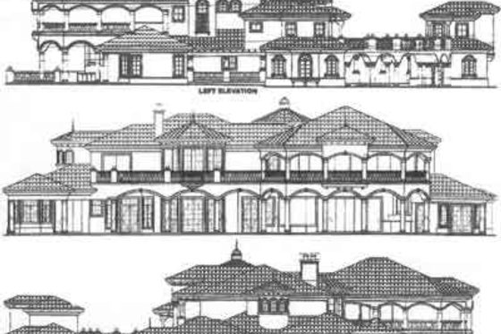 Exterior - Rear Elevation for Mediterranean House Plan #27-278 - 6 bed, 6.5 bath