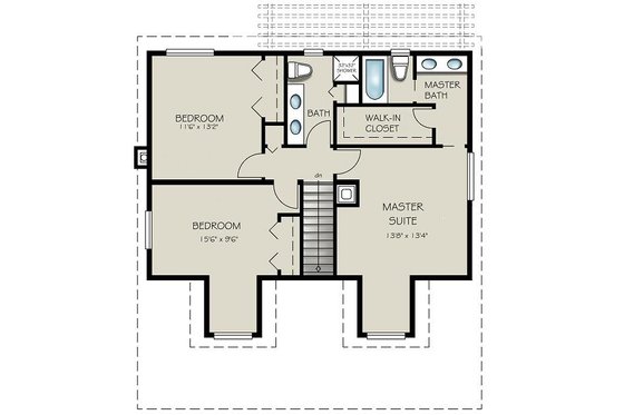 Floor Plan - Upper Floor for Country House Plan #427-1 - 3 bed, 2.5 bath