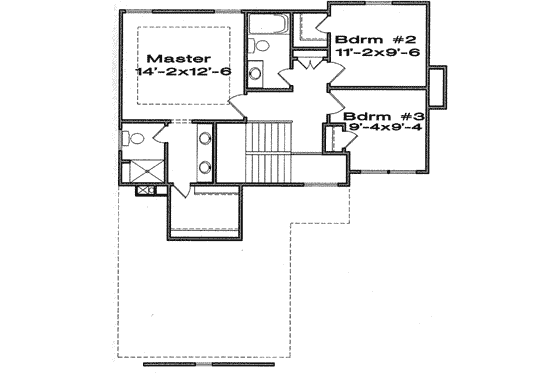 Floor Plan - Upper Floor for Traditional House Plan #6-114 - 3 bed, 2.5 bath