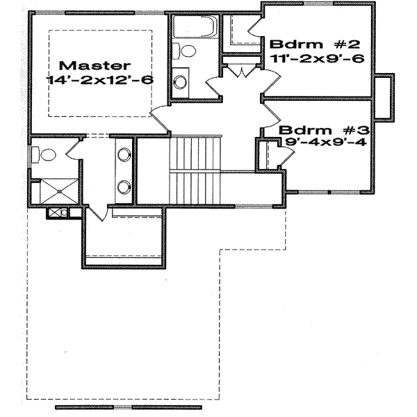 Traditional Floor Plan - Upper Floor Plan #6-114