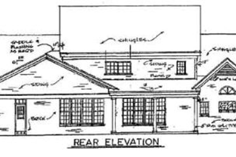 Dream House Plan - Exterior - Rear Elevation for Southern House Plan #34-121 - 4 bed, 3.5 bath