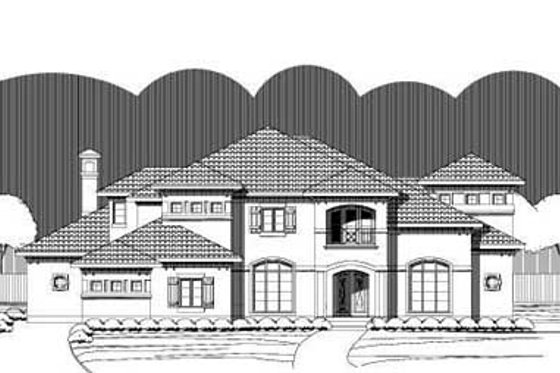 Exterior - Front Elevation for Mediterranean House Plan #411-187 - 4 bed, 4.5 bath