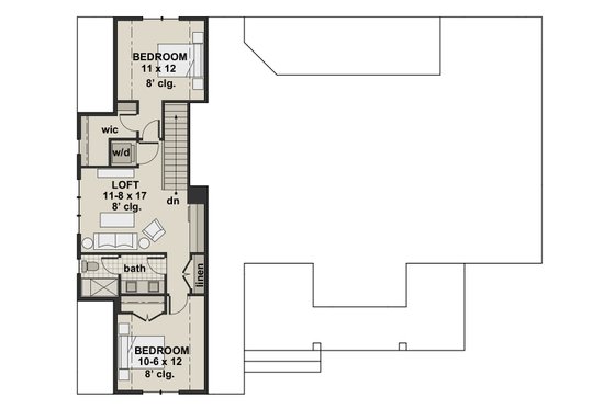 Floor Plan - Upper Floor for Farmhouse House Plan #51-1140 - 4 bed, 3.5 bath