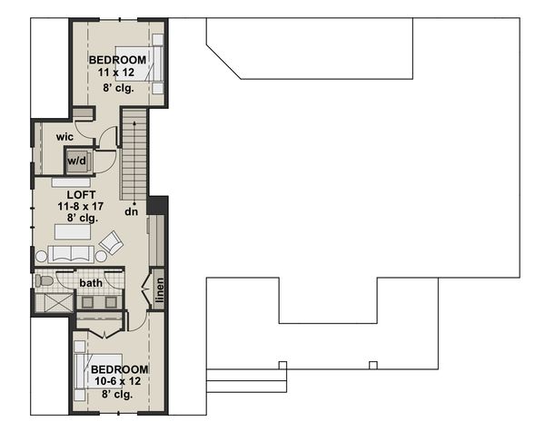 Architectural House Design - Farmhouse Floor Plan - Upper Floor Plan #51-1140