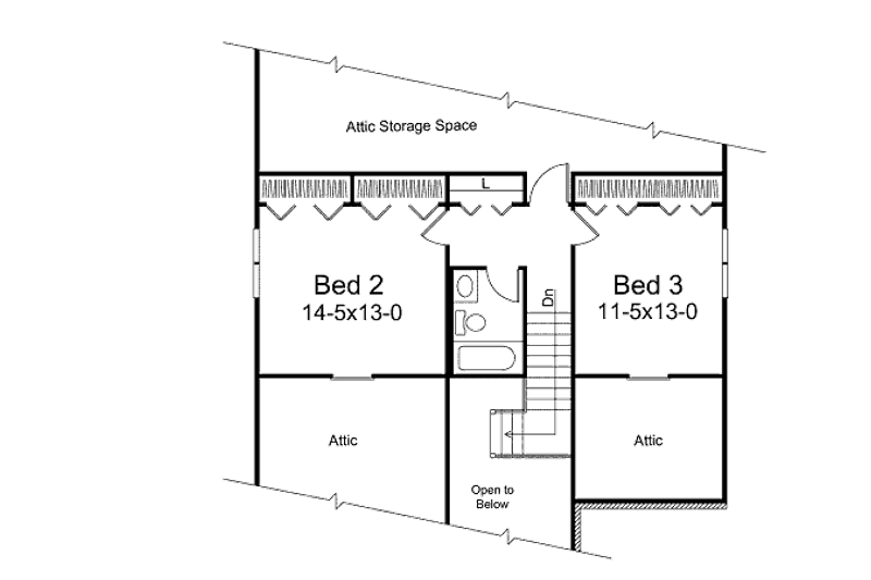Architectural House Design - Floor Plan - Upper Floor for Traditional House Plan #57-437 - 3 bed, 2.5 bath
