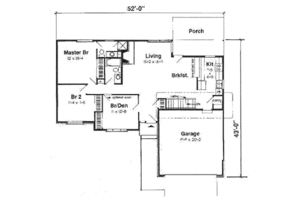 Floor Plan - Main Floor for Ranch House Plan #116-148 - 3 bed, 2 bath