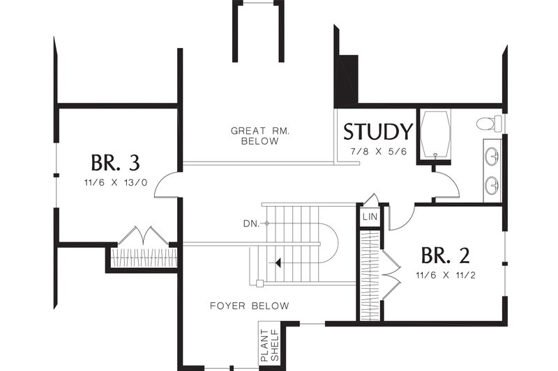 Home Plan - Upper level floor plan - 2500 square foot Craftsman home