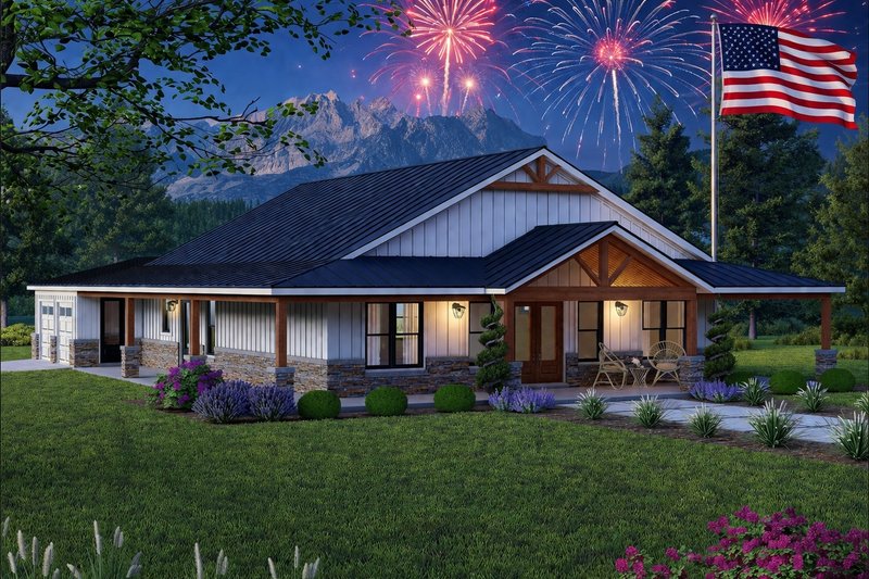 House Design - Exterior - Front Elevation 2 for Country House Plan #932-1281 - 4 bed, 3 bath
