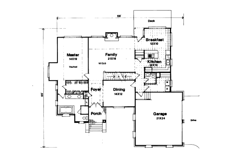 Home Plan - Floor Plan - Main Floor for European House Plan #41-159 - 3 bed, 2.5 bath
