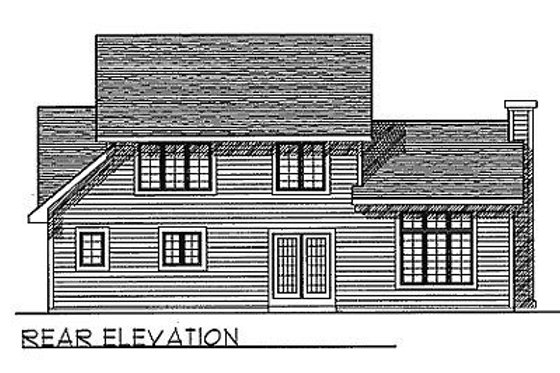 Exterior - Rear Elevation for Traditional House Plan #70-202 - 3 bed, 2.5 bath