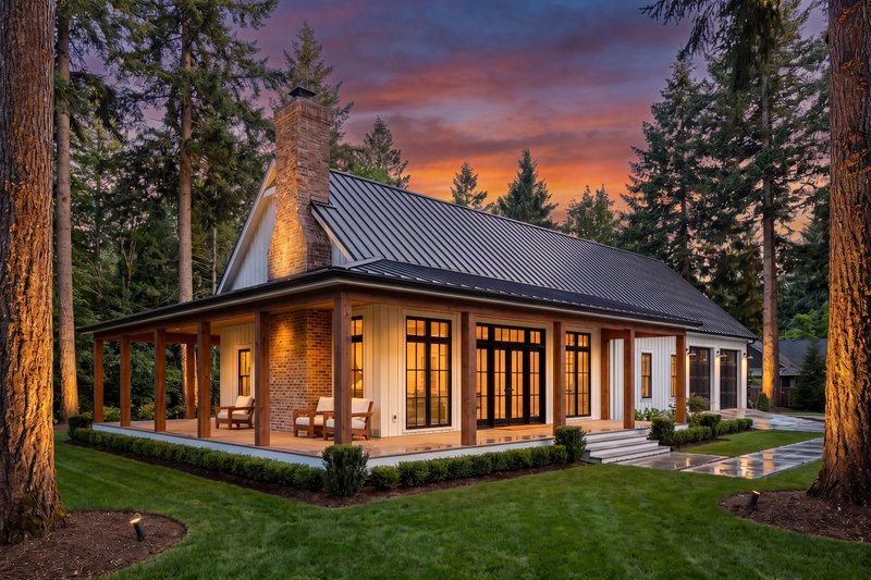 House Blueprint - Exterior - Front Elevation 2 for Barndominium House Plan #430-434 - 4 bed, 2.5 bath