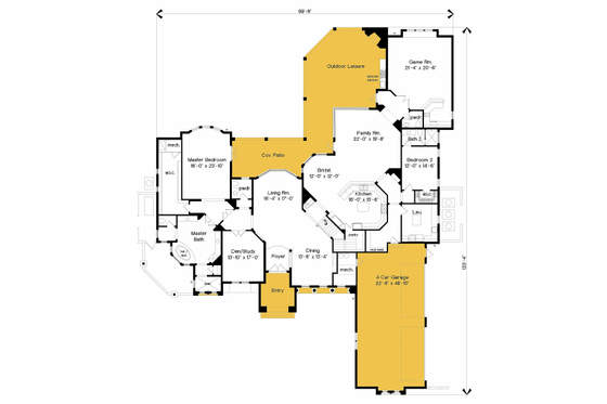 Floor Plan - Main Floor for Mediterranean House Plan #135-191 - 7 bed, 7 bath