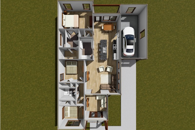 House Blueprint - Floor Plan - Main Floor 1 for Cottage House Plan #513-2351 - 3 bed, 2 bath