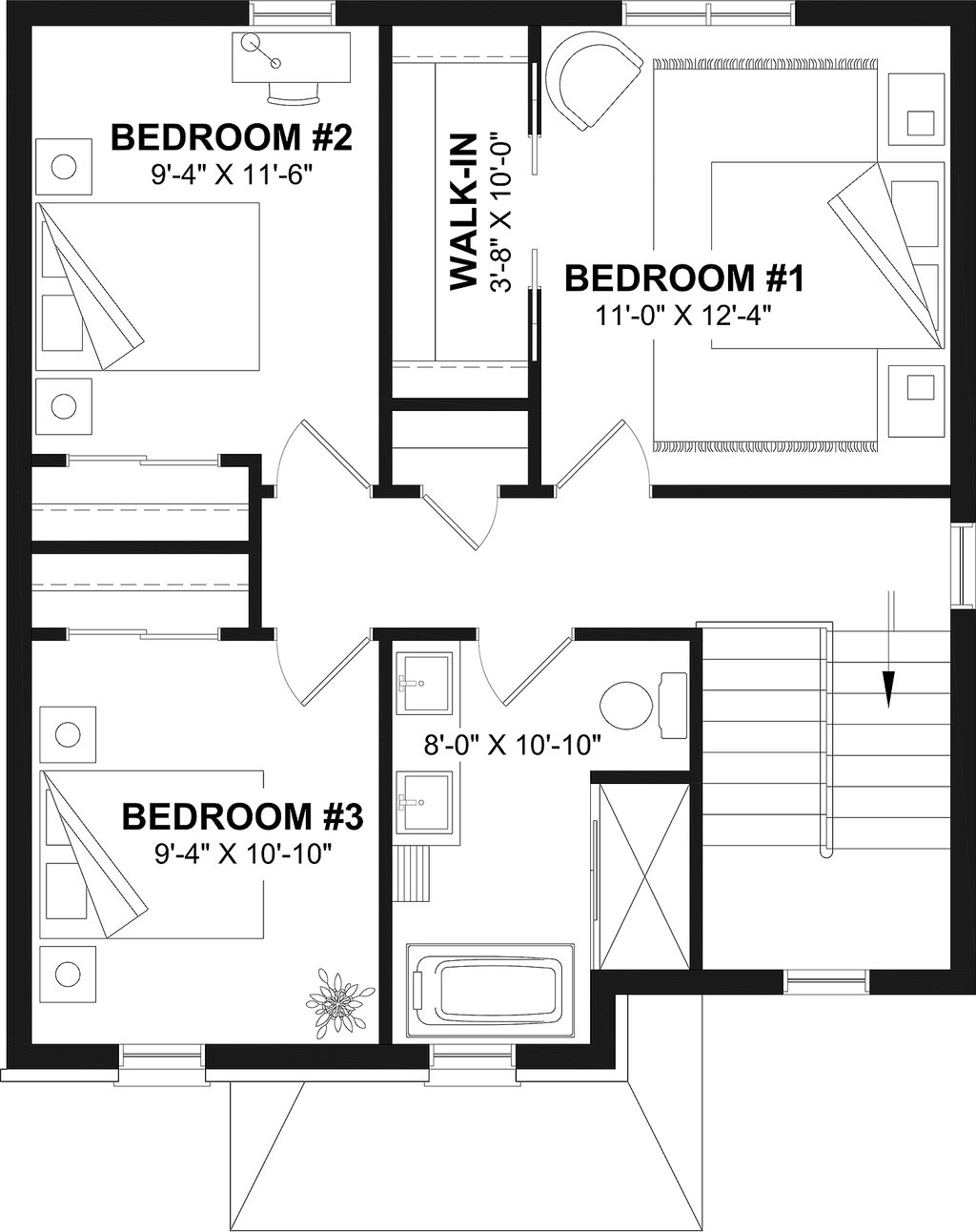 Floor Plan - Upper Floor for Traditional House Plan #23-739 - 3 bed, 2 bath