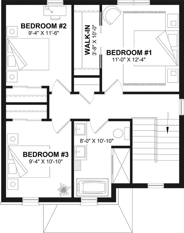 Home Plan - Floor Plan - Upper Floor for Traditional House Plan #23-739 - 3 bed, 2 bath