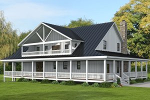 Exterior - Rear Elevation for Farmhouse House Plan #932-1079 - 3 bed, 2.5 bath