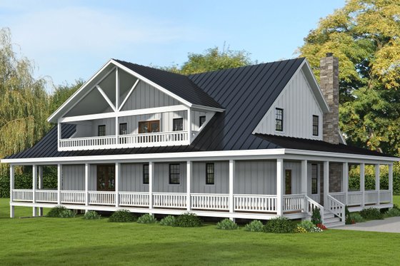 Exterior - Rear Elevation for Farmhouse House Plan #932-1079 - 3 bed, 2.5 bath