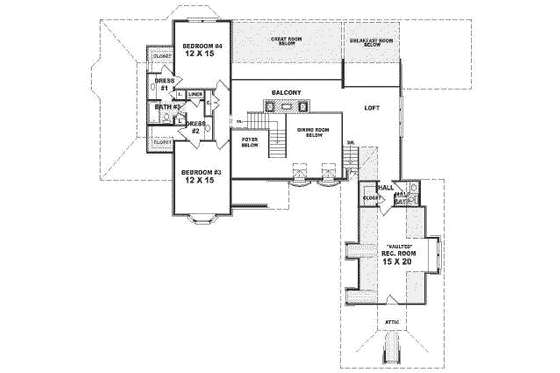 Floor Plan - Upper Floor for Traditional House Plan #81-403 - 4 bed, 3.5 bath