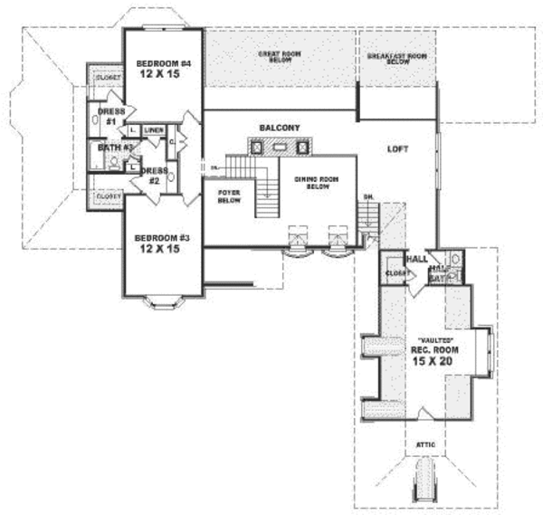 Traditional Floor Plan - Upper Floor Plan #81-403
